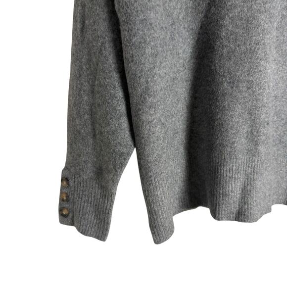 Zara Gray Wool Knit Mock Neck Henley Button Long Sleeve Sweater Size Small - Picture 5 of 8